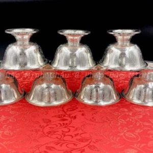 Bộ 7 chén cúng nước bạc 999 có chân 7.5cm (MC03093)
