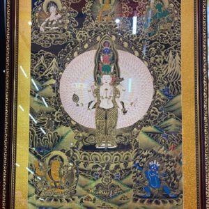 Thangka Thiên Thủ Nepal khung gỗ 90×70 (MC03344TT)